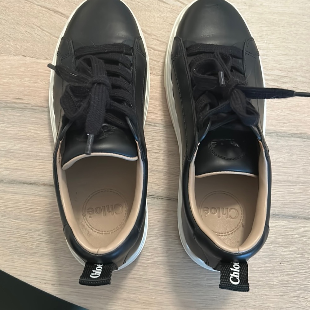 Chloe Leather Scalloped Sneakers